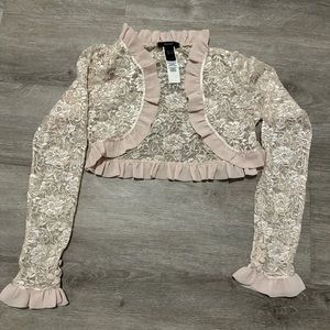 Mango light pink lace top